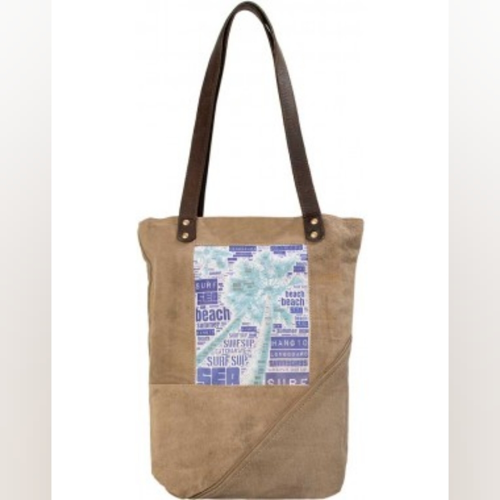 Beach/Palm Tree Recycled Military Tent Tote